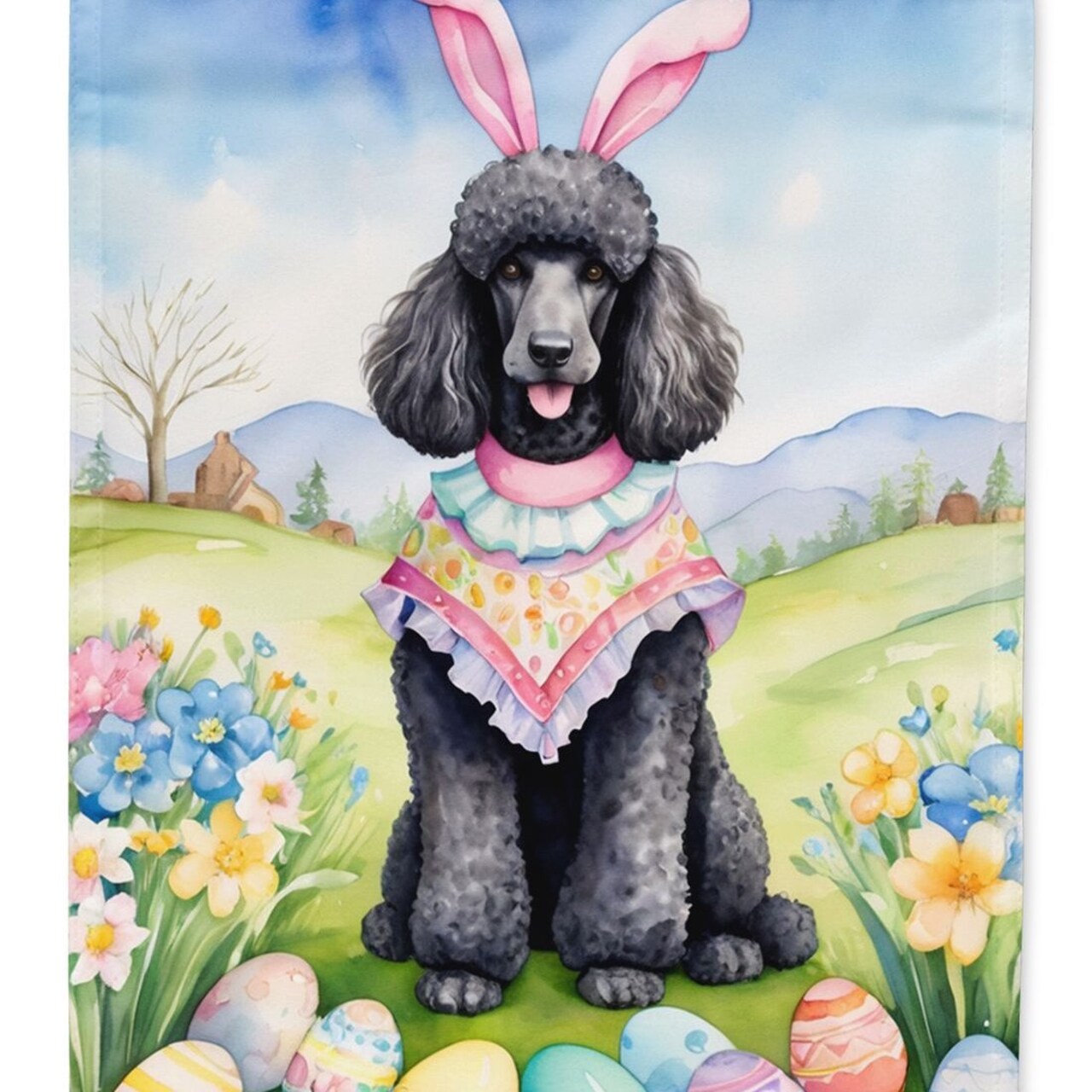 Edge Collections - 28" X 40" - Black - Poodle Easter Egg Hunt Large - 1 Piece